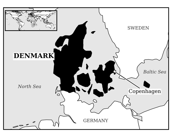 Map showing Denmark