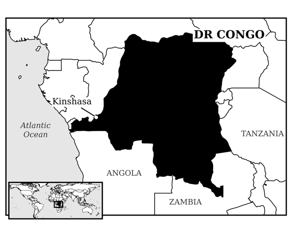 Map of Democratic Republic of the Congo